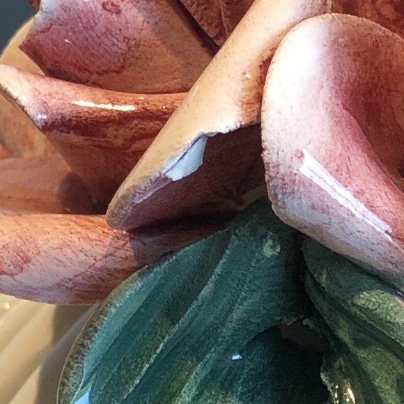 Vintage Italian Ceramic Reticulated Covered Dish  Pink/White - Picture 7 of 14